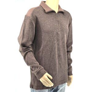 Tiger Woods Collection Mens XL Brown Quarter Zip Golf Pullover Sweater Heathered